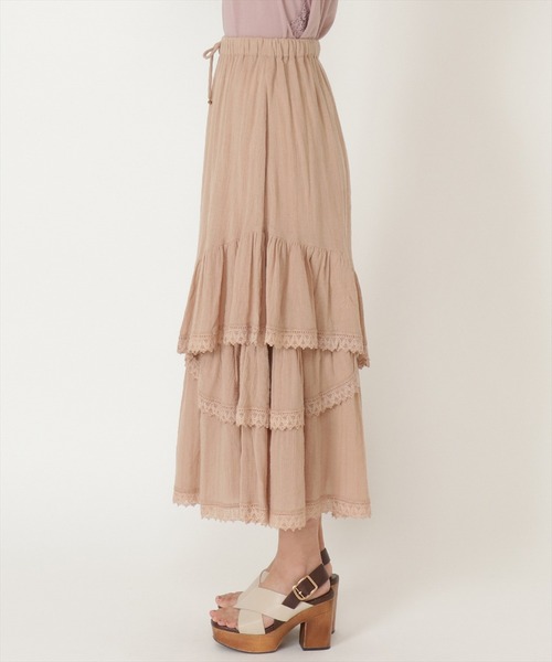 WILLSELECTION(ウィルセレクション)の「ボイル楊柳ティアードスカート(スカート・レディース・ブラック/ベージュ/オフホワイト・MEDIUM)」の9枚目の写真
