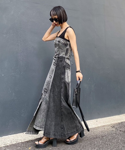 ケミカルデニムドレスワンピース（ワンピース）｜PAGEBOY（ページ