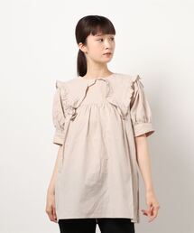 ehka sopo | フリル衿チュニック丈ブラウス(シャツ/ブラウス)