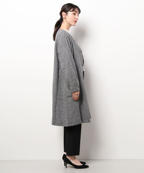 salle de bal（サルデバル）の「【 to touch / トゥータッチ 】 WLヘリンボーン 比翼コート TO21J-02 MUD（その他アウター・レディース・チャコールグレー/ブラウン/グレー・FREE）」の4枚目の写真