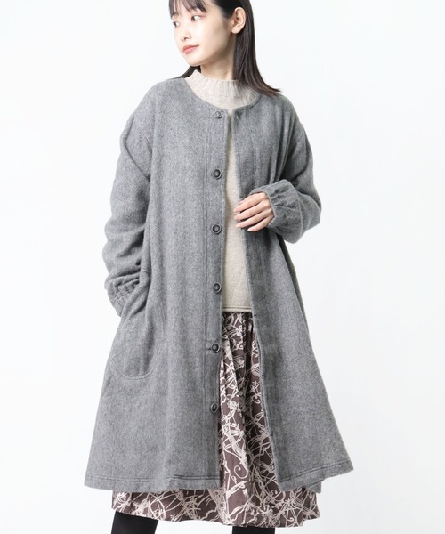 salle de bal（サルデバル）の「【 to touch / トゥータッチ 】 WLヘリンボーン 比翼コート TO21J-02 MUD（その他アウター・レディース・チャコールグレー/ブラウン/グレー・FREE）」の3枚目の写真