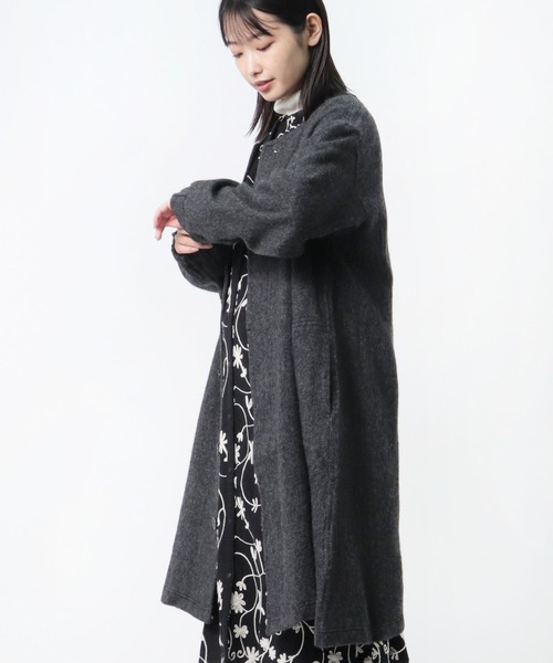 salle de bal（サルデバル）の「【 to touch / トゥータッチ 】 WLヘリンボーン 比翼コート TO21J-02 MUD（その他アウター・レディース・チャコールグレー/ブラウン/グレー・FREE）」の9枚目の写真