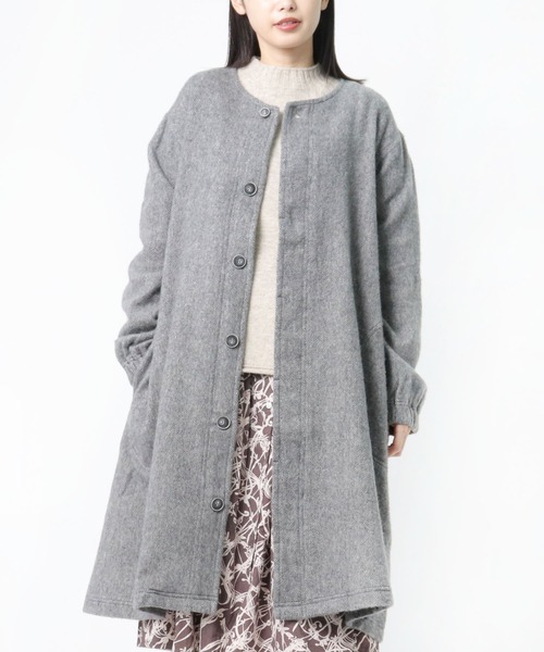 salle de bal（サルデバル）の「【 to touch / トゥータッチ 】 WLヘリンボーン 比翼コート TO21J-02 MUD（その他アウター・レディース・チャコールグレー/ブラウン/グレー・FREE）」の13枚目の写真