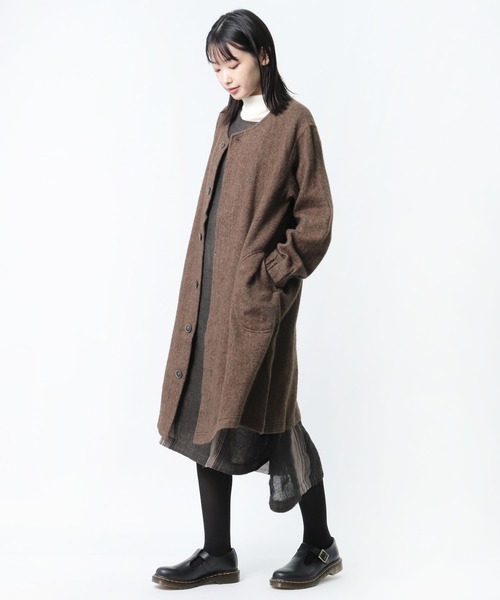 salle de bal（サルデバル）の「【 to touch / トゥータッチ 】 WLヘリンボーン 比翼コート TO21J-02 MUD（その他アウター・レディース・チャコールグレー/ブラウン/グレー・FREE）」の21枚目の写真