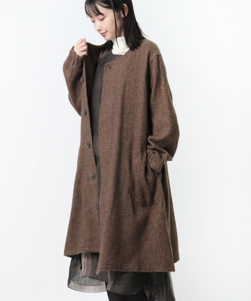 salle de bal（サルデバル）の「【 to touch / トゥータッチ 】 WLヘリンボーン 比翼コート TO21J-02 MUD（その他アウター・レディース・チャコールグレー/ブラウン/グレー・FREE）」の22枚目の写真