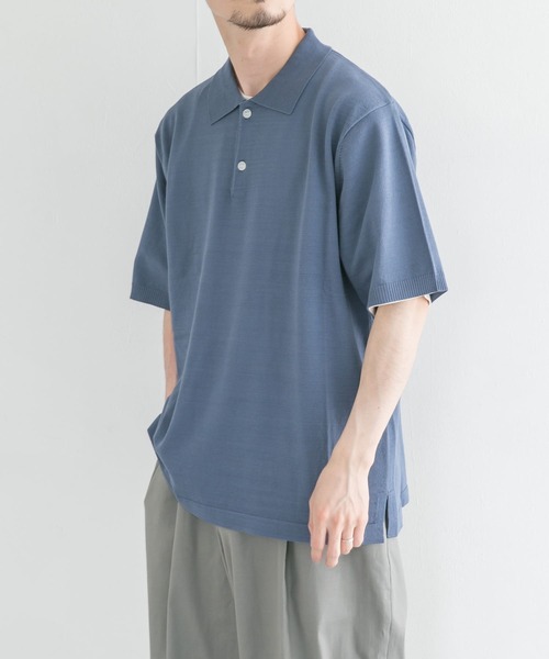 URBAN RESEARCH（アーバンリサーチ）の「ニットポロシャツ（ポロシャツ・メンズ・ベージュ/ブルー/チャコールグレー・MEDIUM/LARGE）」の3枚目の写真