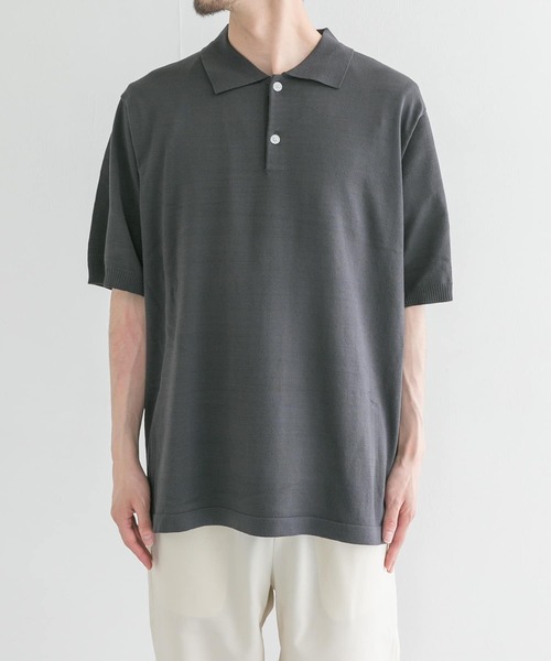 URBAN RESEARCH（アーバンリサーチ）の「ニットポロシャツ（ポロシャツ・メンズ・ベージュ/ブルー/チャコールグレー・MEDIUM/LARGE）」の7枚目の写真