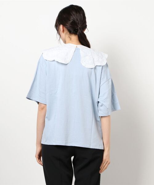 ehka sopo(エヘカソポ)の「付け衿付きビッグシルエットTシャツ(Tシャツ/カットソー・レディース・サックスブルー/オフホワイト/ブラック・フリ-)」の5枚目の写真