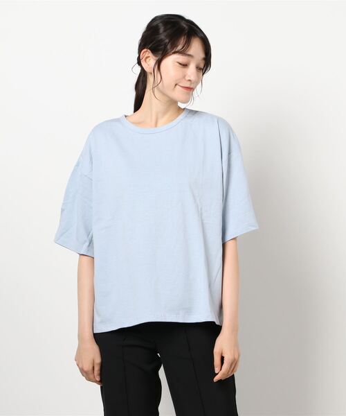 ehka sopo(エヘカソポ)の「付け衿付きビッグシルエットTシャツ(Tシャツ/カットソー・レディース・サックスブルー/オフホワイト/ブラック・フリ-)」の6枚目の写真