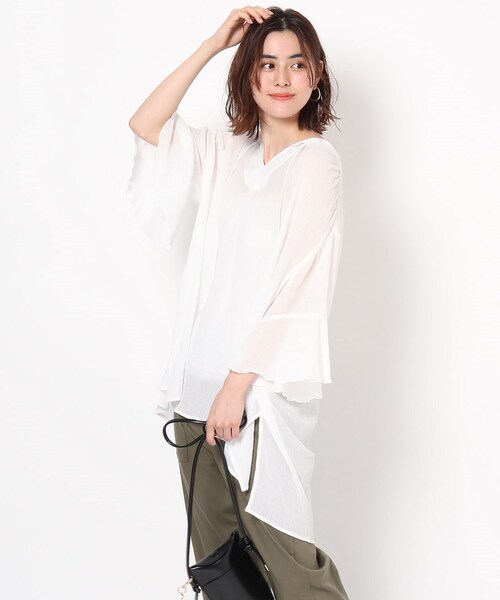 THE SHOP TK （ザ ショップ ティーケー ）の「◆楊柳カフタンチュニックブラウス（シャツ/ブラウス・レディース・チャコールグレー/ベビーピンク/オフホワイト・13/12）」の2枚目の写真