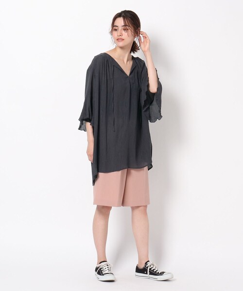 THE SHOP TK （ザ ショップ ティーケー ）の「◆楊柳カフタンチュニックブラウス（シャツ/ブラウス・レディース・チャコールグレー/ベビーピンク/オフホワイト・13/12）」の8枚目の写真