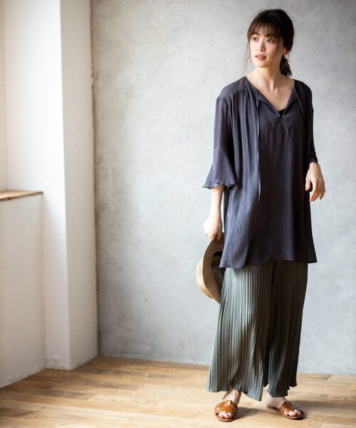 THE SHOP TK （ザ ショップ ティーケー ）の「◆楊柳カフタンチュニックブラウス（シャツ/ブラウス・レディース・チャコールグレー/ベビーピンク/オフホワイト・13/12）」の11枚目の写真