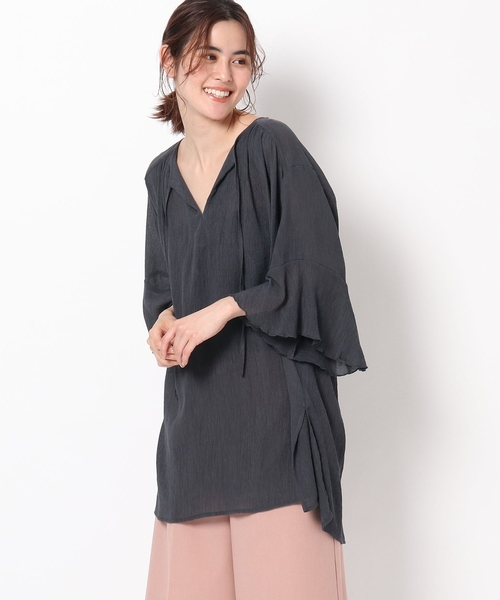 THE SHOP TK （ザ ショップ ティーケー ）の「◆楊柳カフタンチュニックブラウス（シャツ/ブラウス・レディース・チャコールグレー/ベビーピンク/オフホワイト・13/12）」の12枚目の写真