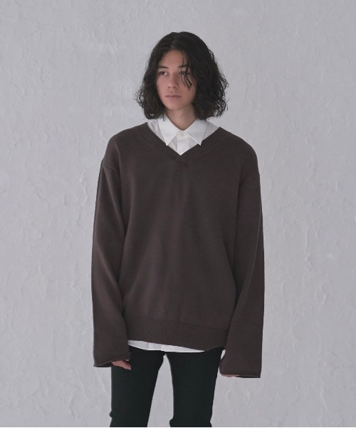 DOOPZ(ドープス)の「LOOSE BASIC V NECK KNIT/ルーズベーシックVネックニット(ニット/セーター・メンズ・チャコールグレー/ブラウン/グレー・SMALL/MEDIUM/LARGE)」の11枚目の写真