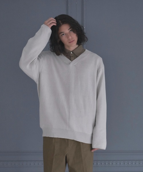 DOOPZ(ドープス)の「LOOSE BASIC V NECK KNIT/ルーズベーシックVネックニット(ニット/セーター・メンズ・チャコールグレー/ブラウン/グレー・SMALL/MEDIUM/LARGE)」の14枚目の写真