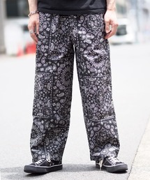 Cookman クックマン ワイドシェフパンツ イージーパンツ ワイドパンツ ペイズリー ブラック バンダナ柄
