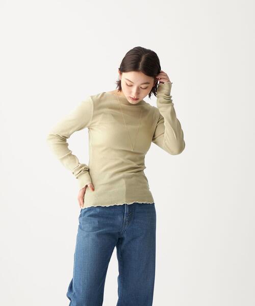 CITEN(シテン)の「<CITEN(シテン)> シアー リブ ボートネック カットソー(Tシャツ/カットソー・レディース・ライトブルー/その他1/オフホワイト/ダークグレー/ライム・FREE)」の4枚目の写真