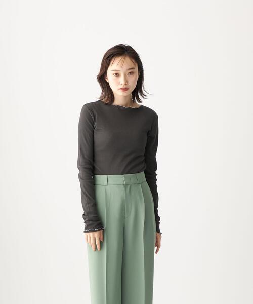 CITEN(シテン)の「<CITEN(シテン)> シアー リブ ボートネック カットソー(Tシャツ/カットソー・レディース・ライトブルー/その他1/オフホワイト/ダークグレー/ライム・FREE)」の3枚目の写真