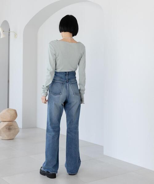 CITEN(シテン)の「<CITEN(シテン)> シアー リブ ボートネック カットソー(Tシャツ/カットソー・レディース・ライトブルー/その他1/オフホワイト/ダークグレー/ライム・FREE)」の7枚目の写真