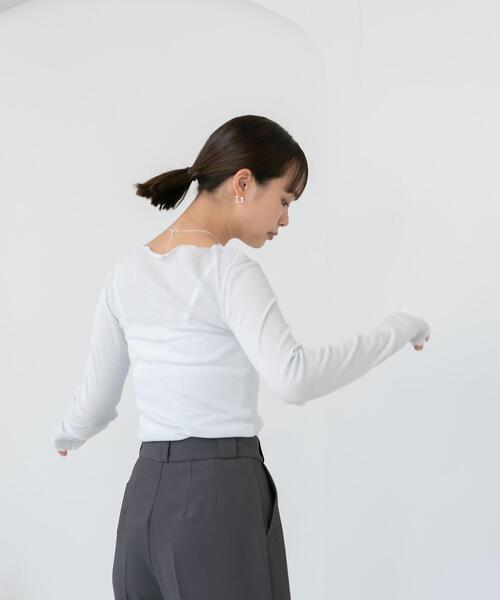 CITEN(シテン)の「<CITEN(シテン)> シアー リブ ボートネック カットソー(Tシャツ/カットソー・レディース・ライトブルー/その他1/オフホワイト/ダークグレー/ライム・FREE)」の8枚目の写真