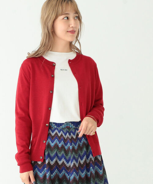 BEAMS BOY(ビームスボーイ)の「BEAMS BOY / 12ゲージ BB エンブロイダリー カーディガン(カーディガン/ボレロ・レディース・ベージュ/レッド/オリーブ/ミント・1/0)」の4枚目の写真