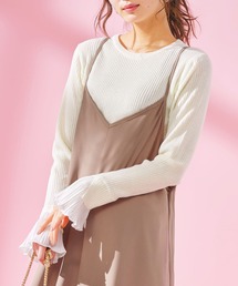GeeRA | プリーツ付クルーネックリブニットトップス(ニット/セーター)