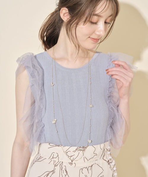 tocco closet（トッコ　クローゼット）の「パール×クリアビーズ装飾２連ロングネックレス（ネックレス・レディース・ゴールド・FREE）」の3枚目の写真