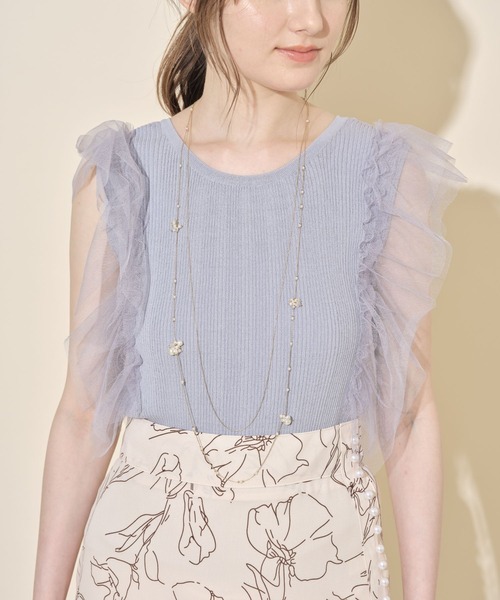 tocco closet（トッコ　クローゼット）の「パール×クリアビーズ装飾２連ロングネックレス（ネックレス・レディース・ゴールド・FREE）」の4枚目の写真