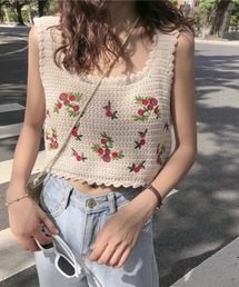 KOR | 韓国風ちびフラワーニットベスト(ベスト)