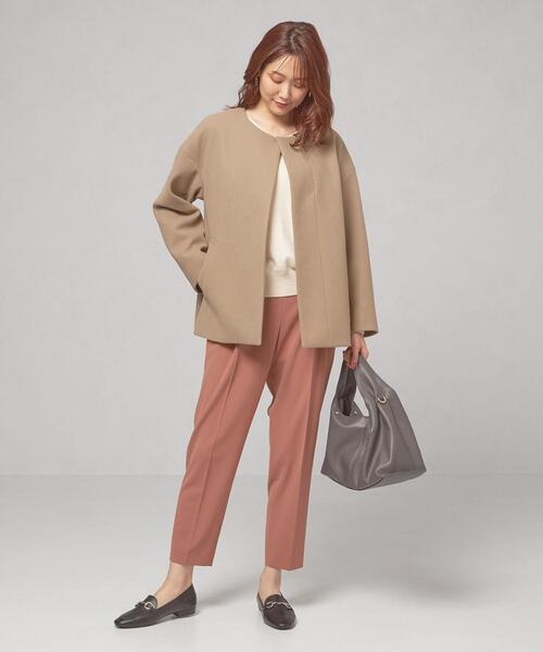 closet story（クローゼットストーリー）の「＜closet story（クローゼットストーリー）＞ノーカラー ショートコート -ウォッシャブル-（ノーカラーコート・レディース・ライトグレー/ブラック/モカ・FREE）」の11枚目の写真