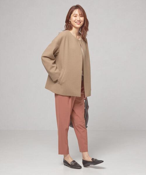 closet story（クローゼットストーリー）の「＜closet story（クローゼットストーリー）＞ノーカラー ショートコート -ウォッシャブル-（ノーカラーコート・レディース・ライトグレー/ブラック/モカ・FREE）」の5枚目の写真