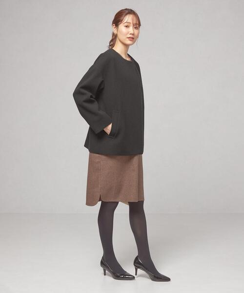 closet story（クローゼットストーリー）の「＜closet story（クローゼットストーリー）＞ノーカラー ショートコート -ウォッシャブル-（ノーカラーコート・レディース・ライトグレー/ブラック/モカ・FREE）」の7枚目の写真