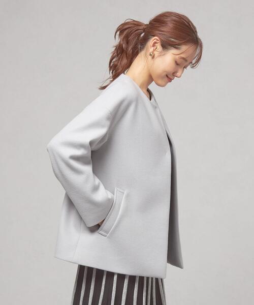 closet story（クローゼットストーリー）の「＜closet story（クローゼットストーリー）＞ノーカラー ショートコート -ウォッシャブル-（ノーカラーコート・レディース・ライトグレー/ブラック/モカ・FREE）」の21枚目の写真