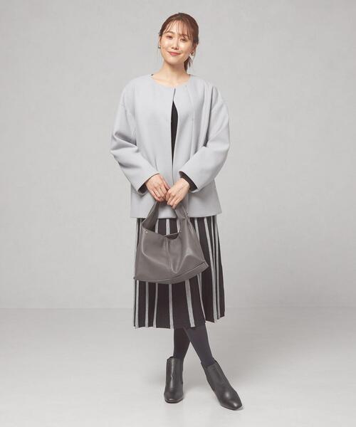 closet story（クローゼットストーリー）の「＜closet story（クローゼットストーリー）＞ノーカラー ショートコート -ウォッシャブル-（ノーカラーコート・レディース・ライトグレー/ブラック/モカ・FREE）」の18枚目の写真