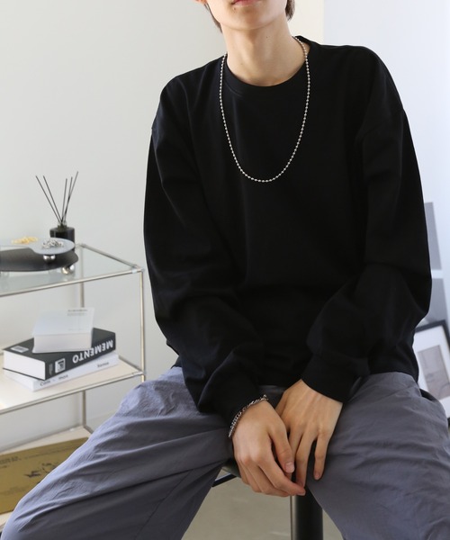 TUTTU（トゥトゥ）の「ビックシルエット　無地ロンT（Tシャツ/カットソー・メンズ・ホワイト/ブラック/ダークグリーン/ブルー/アイボリー/チャコール・M/L）」の11枚目の写真