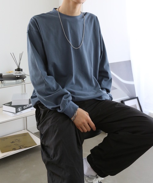 TUTTU（トゥトゥ）の「ビックシルエット　無地ロンT（Tシャツ/カットソー・メンズ・ホワイト/ブラック/ダークグリーン/ブルー/アイボリー/チャコール・M/L）」の10枚目の写真