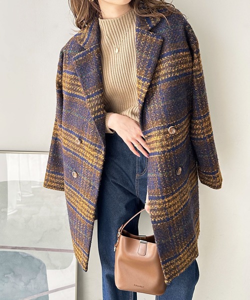 ツイードチェックダブルコート その他アウター Geera ジーラ のファッション通販 Zozotown