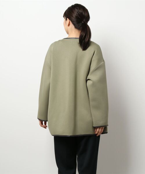 ottilie（オティーリエ）の「パイピングボンディングジャケット（ノーカラージャケット・レディース・カーキ/グレー/ナチュラル・FREE）」の6枚目の写真