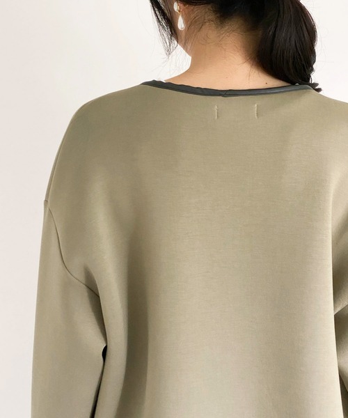 ottilie（オティーリエ）の「パイピングボンディングジャケット（ノーカラージャケット・レディース・カーキ/グレー/ナチュラル・FREE）」の21枚目の写真