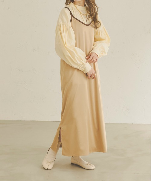 Ambre Neige（アンブルネージュ）の「サテンキャミワンピース／【WEB/EC限定商品】（ワンピース・レディース・ライトベージュ/マスタード/ダークブラウン/ベージュ/イエロー/アイボリー・FREE）」の7枚目の写真