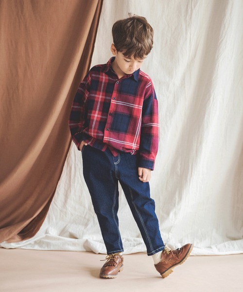 BRANSHES（ブランシェス）の「【ペア】チェックシャツ（シャツ/ブラウス・キッズ・ネイビー/レッド・150cm/90cm/130cm/100cm/140cm/110cm/120cm）」の5枚目の写真