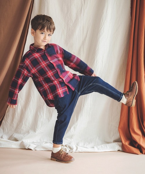BRANSHES（ブランシェス）の「【ペア】チェックシャツ（シャツ/ブラウス・キッズ・ネイビー/レッド・150cm/90cm/130cm/100cm/140cm/110cm/120cm）」の7枚目の写真