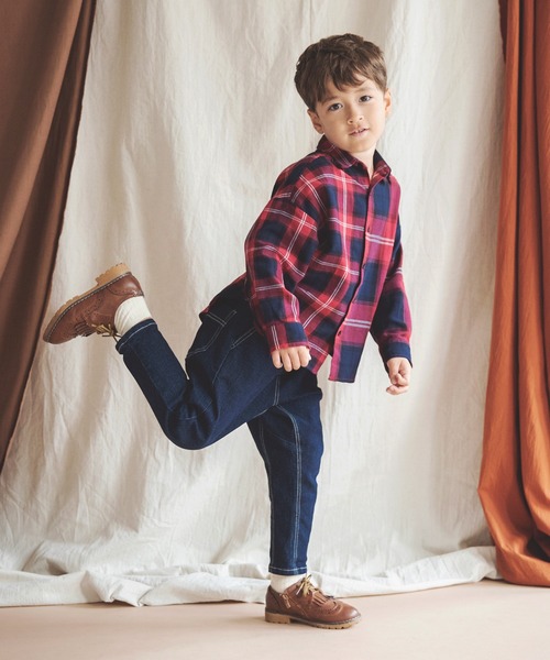 BRANSHES（ブランシェス）の「【ペア】チェックシャツ（シャツ/ブラウス・キッズ・ネイビー/レッド・150cm/90cm/130cm/100cm/140cm/110cm/120cm）」の8枚目の写真