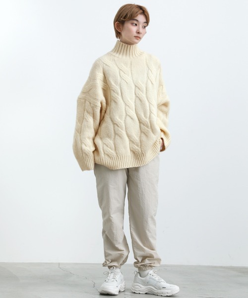 select MOCA(セレクトモカ)の「ハイネックランダムツイストニット(ニット/セーター・レディース・ブラック/サックスブルー/アイボリー・FREE)」の5枚目の写真