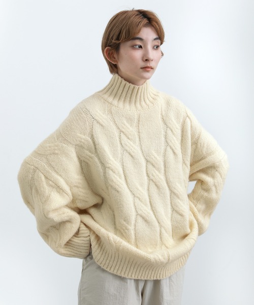 select MOCA(セレクトモカ)の「ハイネックランダムツイストニット(ニット/セーター・レディース・ブラック/サックスブルー/アイボリー・FREE)」の13枚目の写真