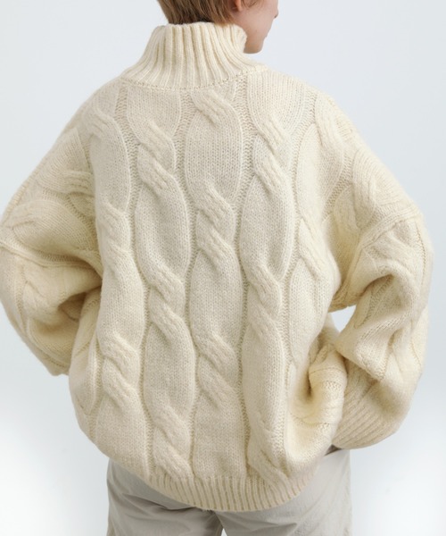 select MOCA(セレクトモカ)の「ハイネックランダムツイストニット(ニット/セーター・レディース・ブラック/サックスブルー/アイボリー・FREE)」の14枚目の写真