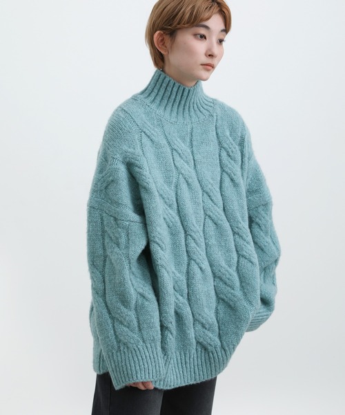 select MOCA(セレクトモカ)の「ハイネックランダムツイストニット(ニット/セーター・レディース・ブラック/サックスブルー/アイボリー・FREE)」の9枚目の写真