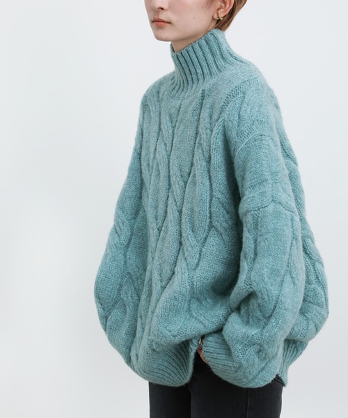 select MOCA(セレクトモカ)の「ハイネックランダムツイストニット(ニット/セーター・レディース・ブラック/サックスブルー/アイボリー・FREE)」の10枚目の写真