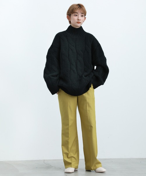 select MOCA(セレクトモカ)の「ハイネックランダムツイストニット(ニット/セーター・レディース・ブラック/サックスブルー/アイボリー・FREE)」の6枚目の写真