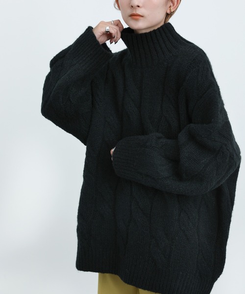 select MOCA(セレクトモカ)の「ハイネックランダムツイストニット(ニット/セーター・レディース・ブラック/サックスブルー/アイボリー・FREE)」の17枚目の写真